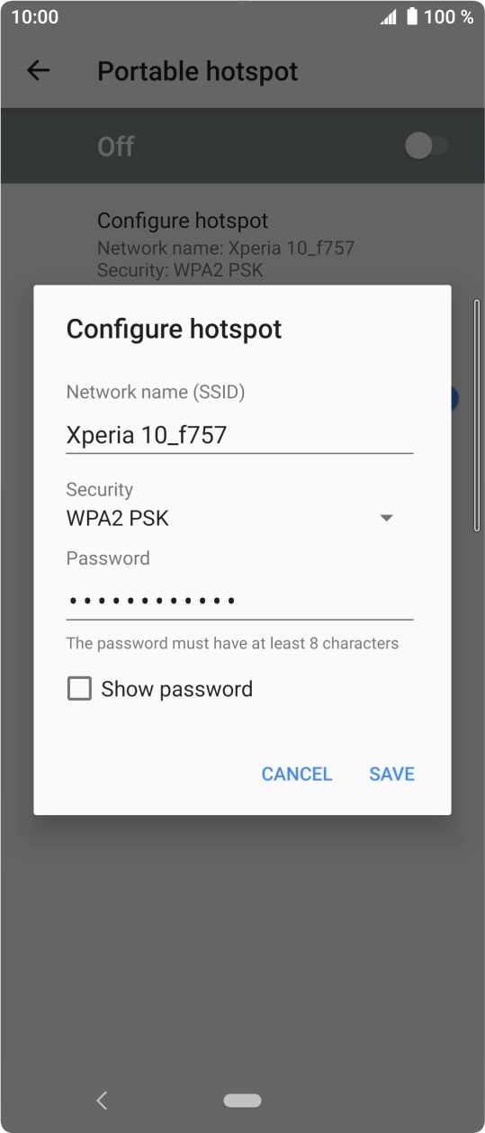 Press the field below 'Network name (SSID)' and key in the required name.