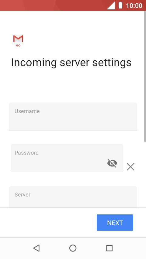 Press the field below 'Username' and key in the username for your email account.
