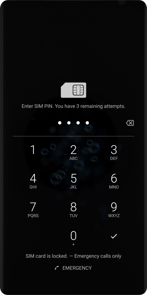 Key in your SIM PIN and press the confirm icon. The default SIM PIN is 0000.