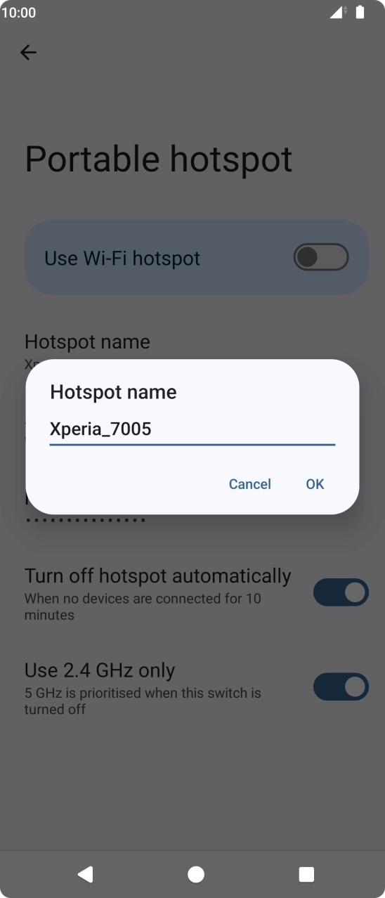 Key in the required WiFi hotspot name and press OK.