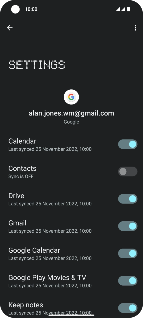 Press the indicator next to 'Contacts'.