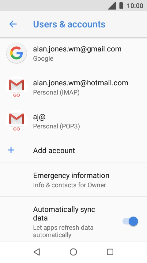 Press the indicator next to 'Automatically sync data' to turn the function on or off.