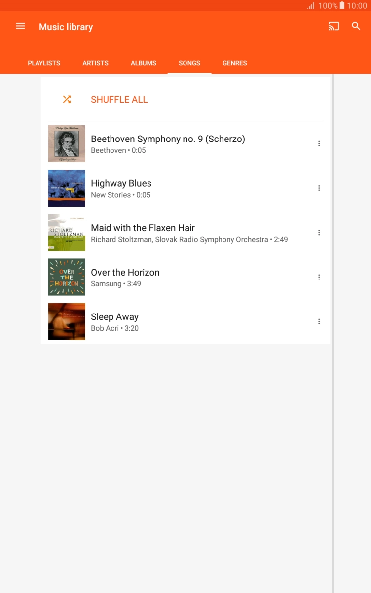 Press the required audio file.