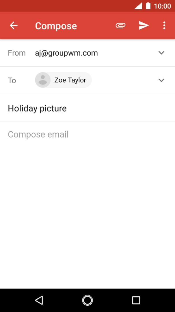 Press the text input field and write the text for your email.