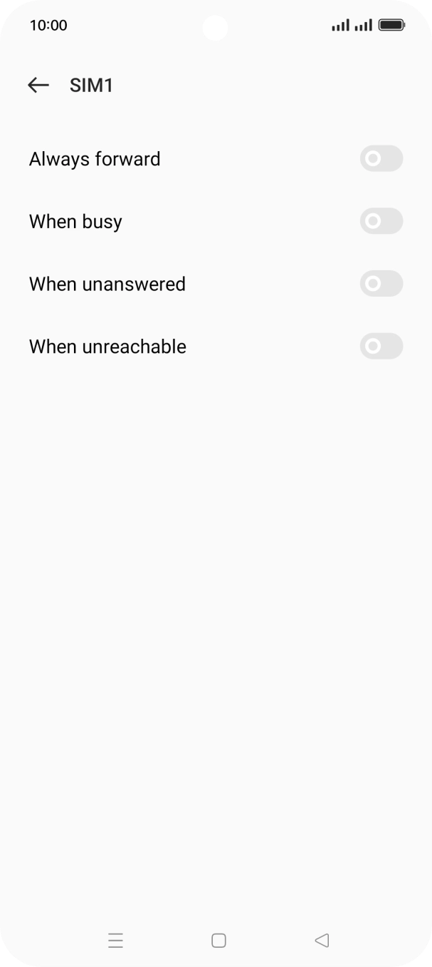 Press the indicator next to the required divert type. Press the indicator next to the required divert type.
