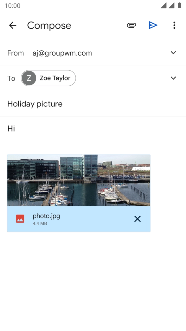 Press the send icon when you've finished your email.