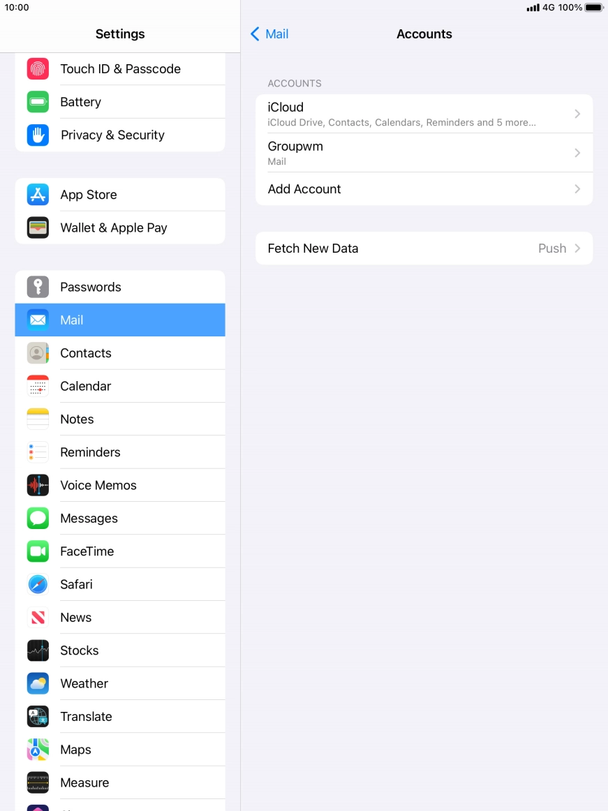Press the name of the email account you've just set up.