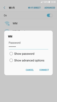 Key in the password for the WiFi network and press CONNECT.