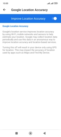 If you press the indicator next to 'Improve Location Accuracy' to turn off the function, your phone can find your exact position using the GPS satellites but it may take longer as there is no access to supplementary information from the mobile network or nearby WiFi networks.