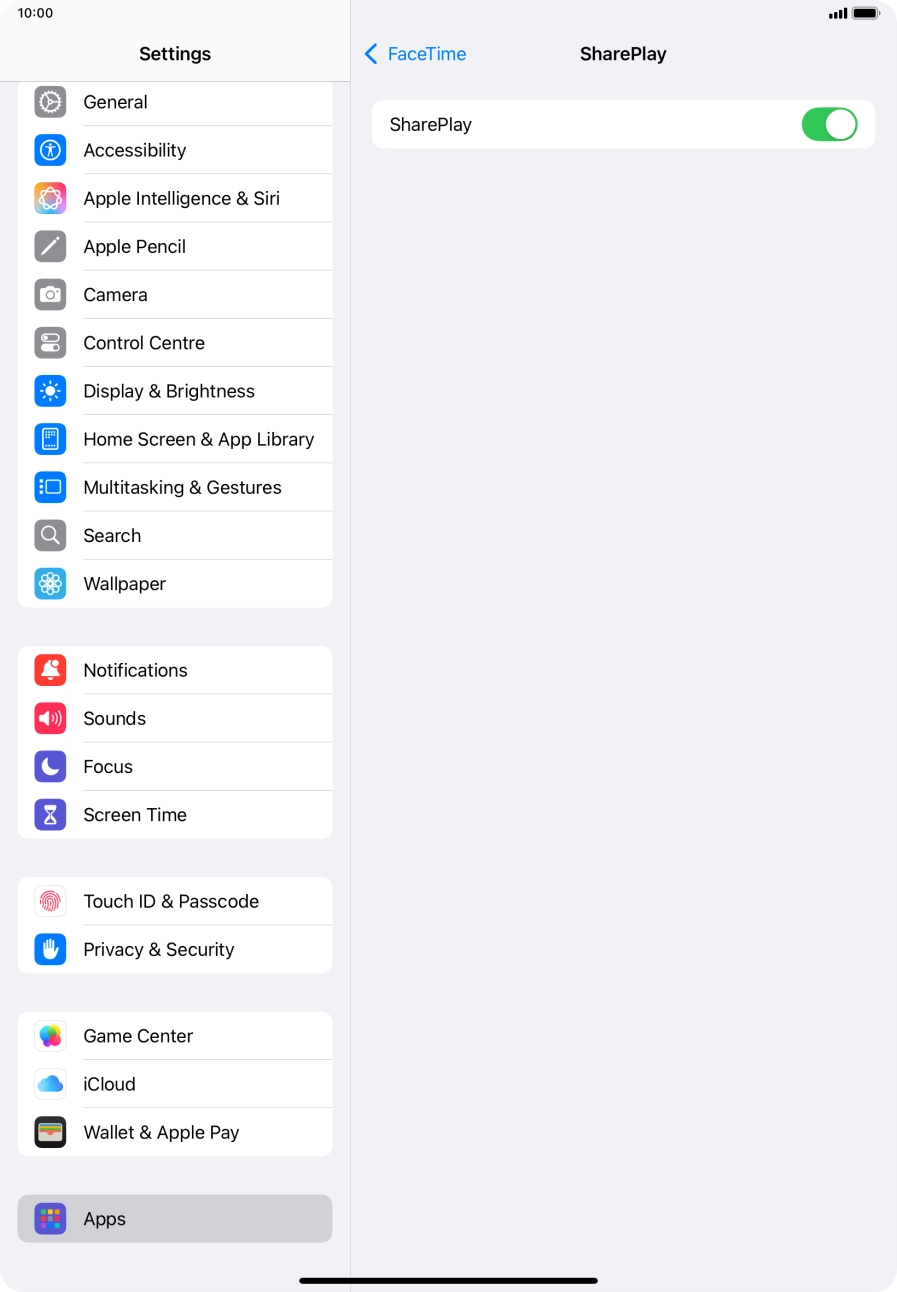 Press the indicator next to 'SharePlay' to turn the function on or off. Press the indicator next to 'SharePlay' to turn the function on or off.