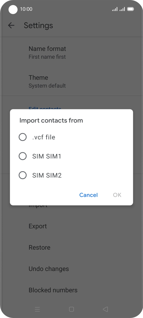 Press the required SIM.