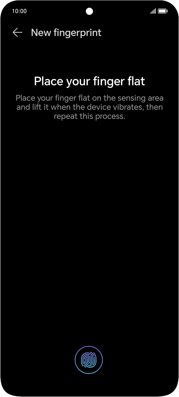 Follow the instructions on the screen to create the lock code using your fingerprint. Follow the instructions on the screen to create the lock code using your fingerprint.