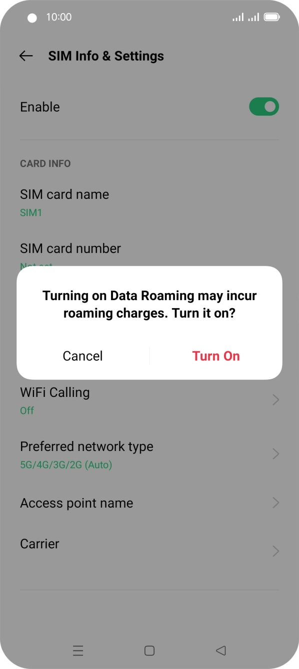 If you turn on the function, press Turn On. If you turn on the function, press Turn On.