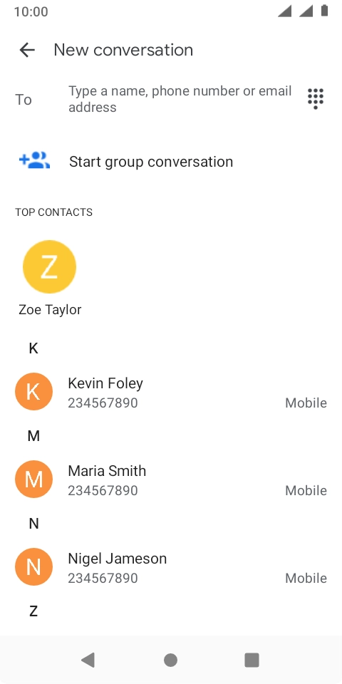 Press the field next to 'To' and key in the first letters of the recipient's name.