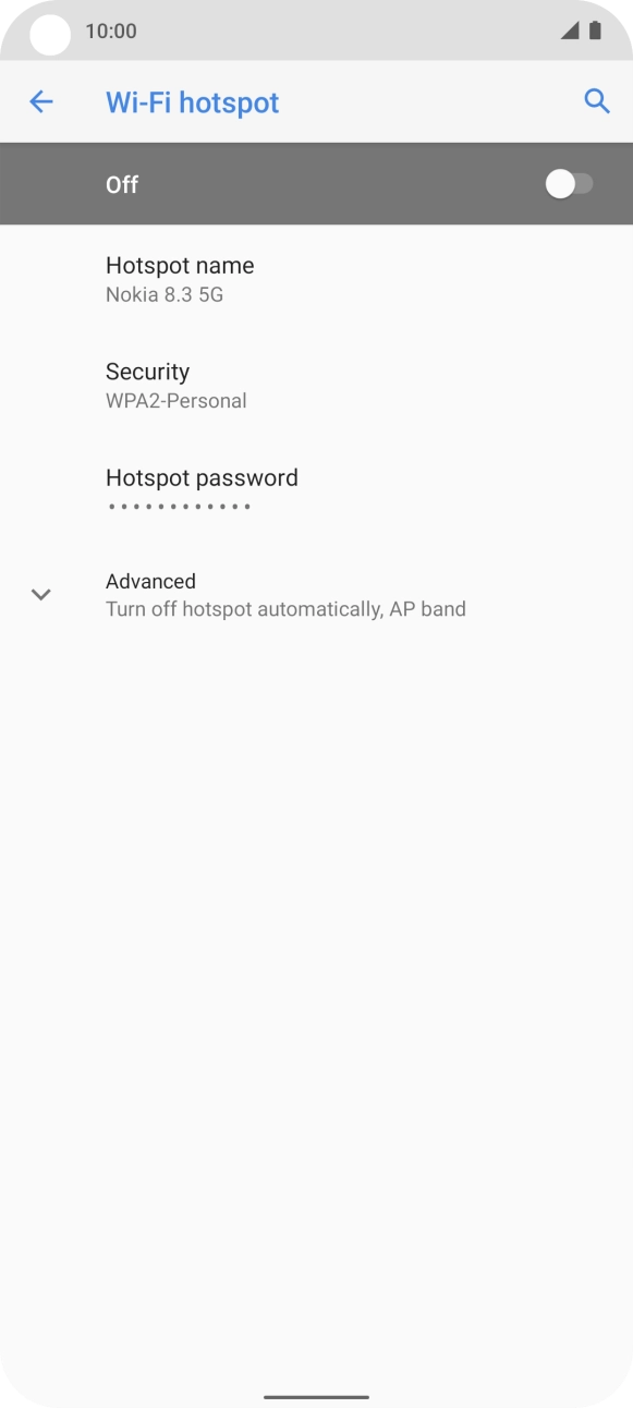 Press Hotspot name and key in the required name for the WiFi hotspot.