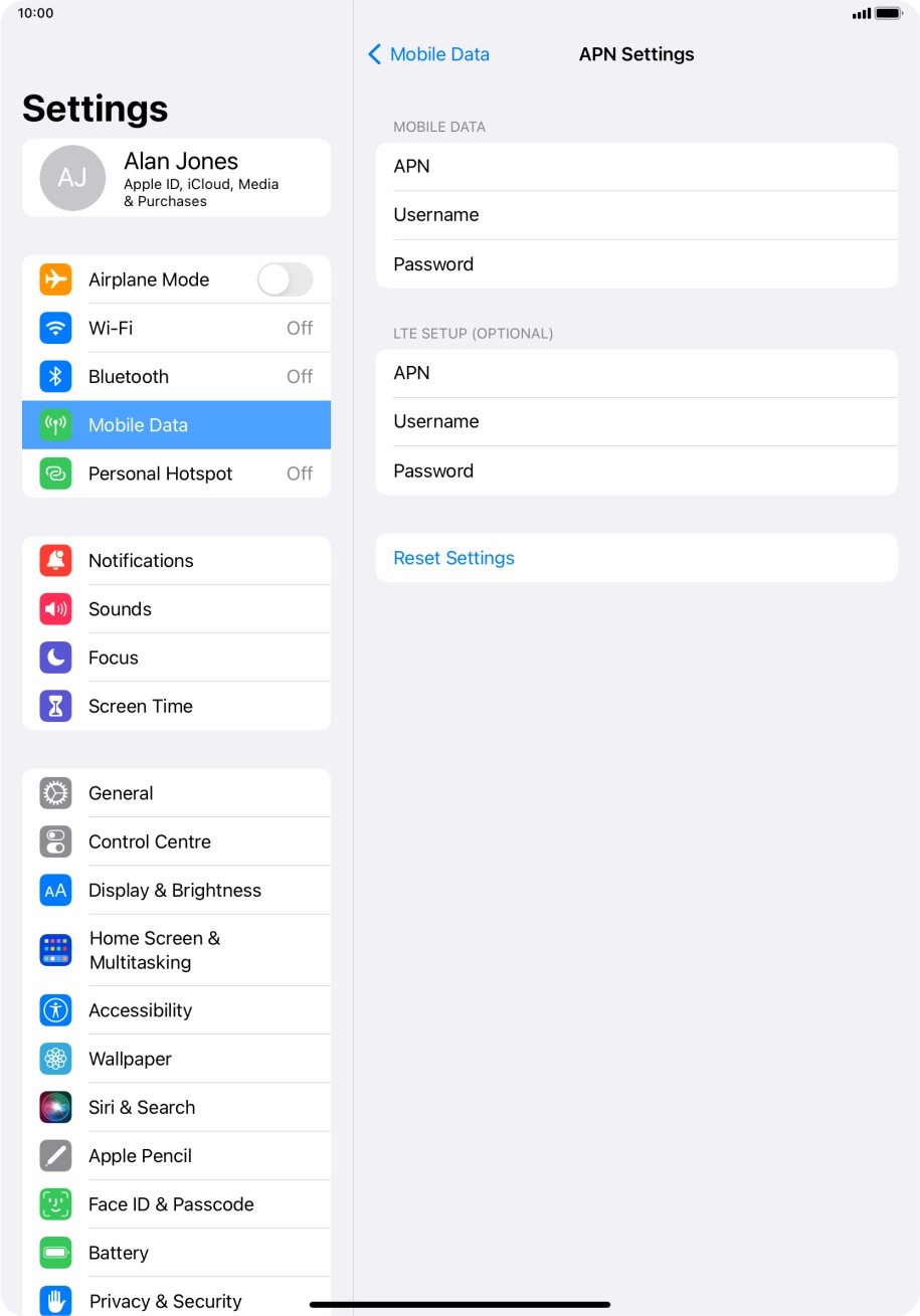Press APN and key in idata.o2.co.uk. Press APN and key in idata.o2.co.uk.