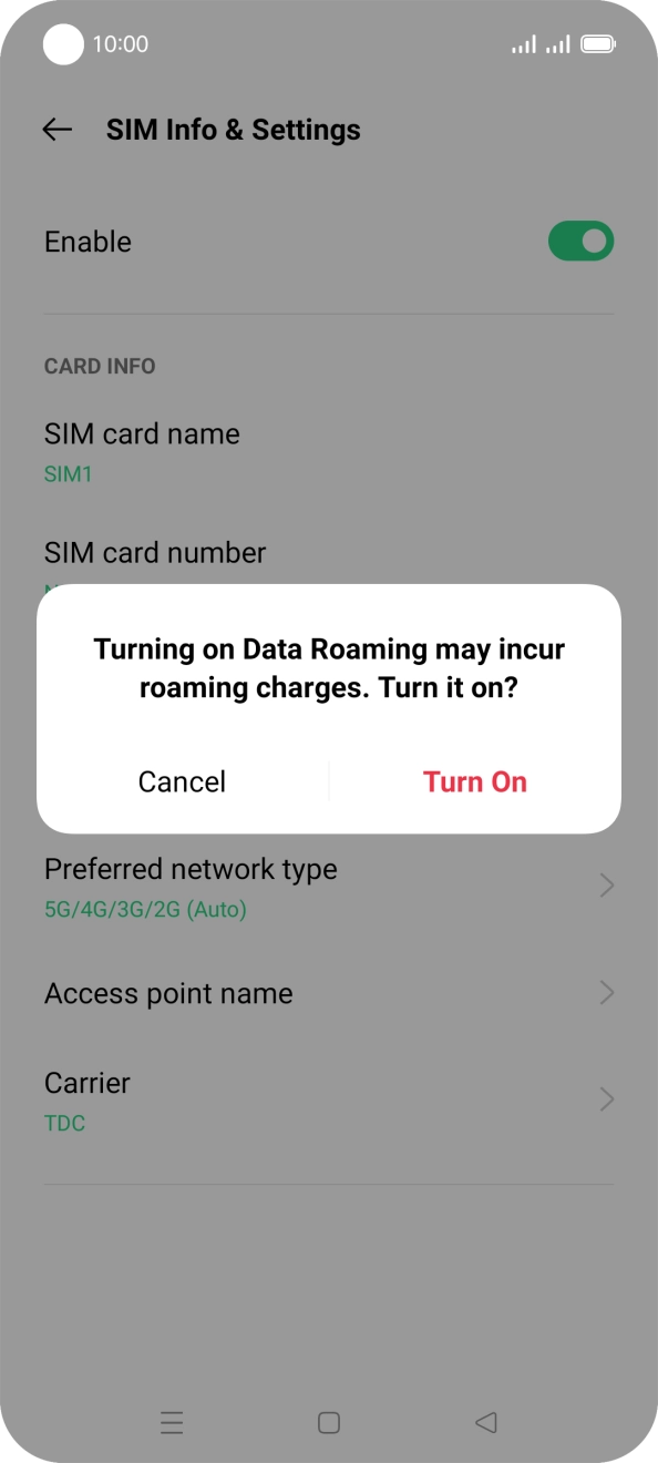 If you turn on the function, press Turn On. If you turn on the function, press Turn On.