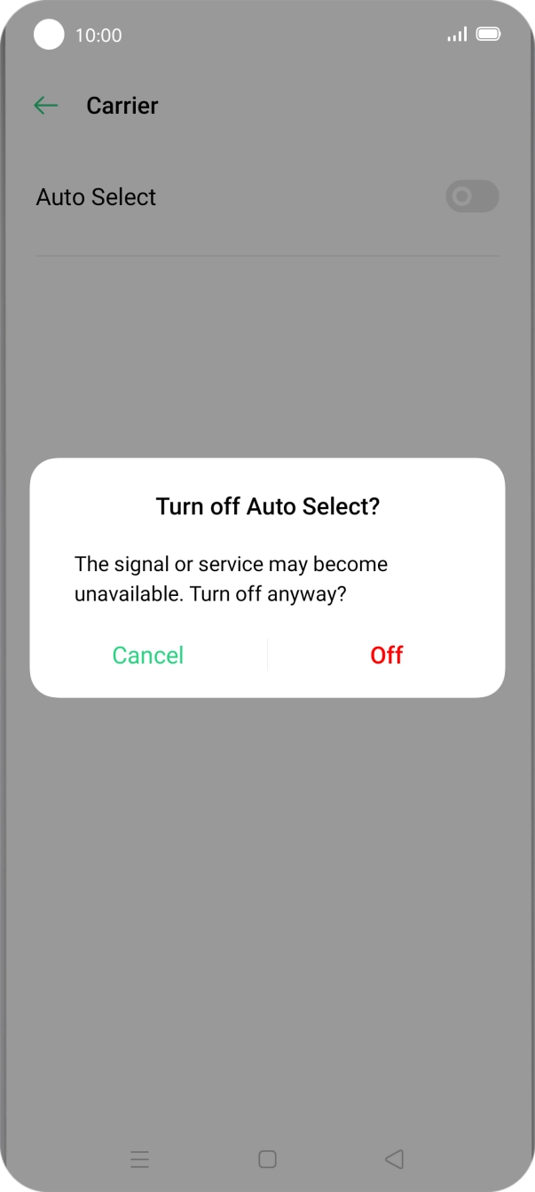 Press Off to turn off the function and wait while your phone searches for networks. Press Off to turn off the function and wait while your phone searches for networks.