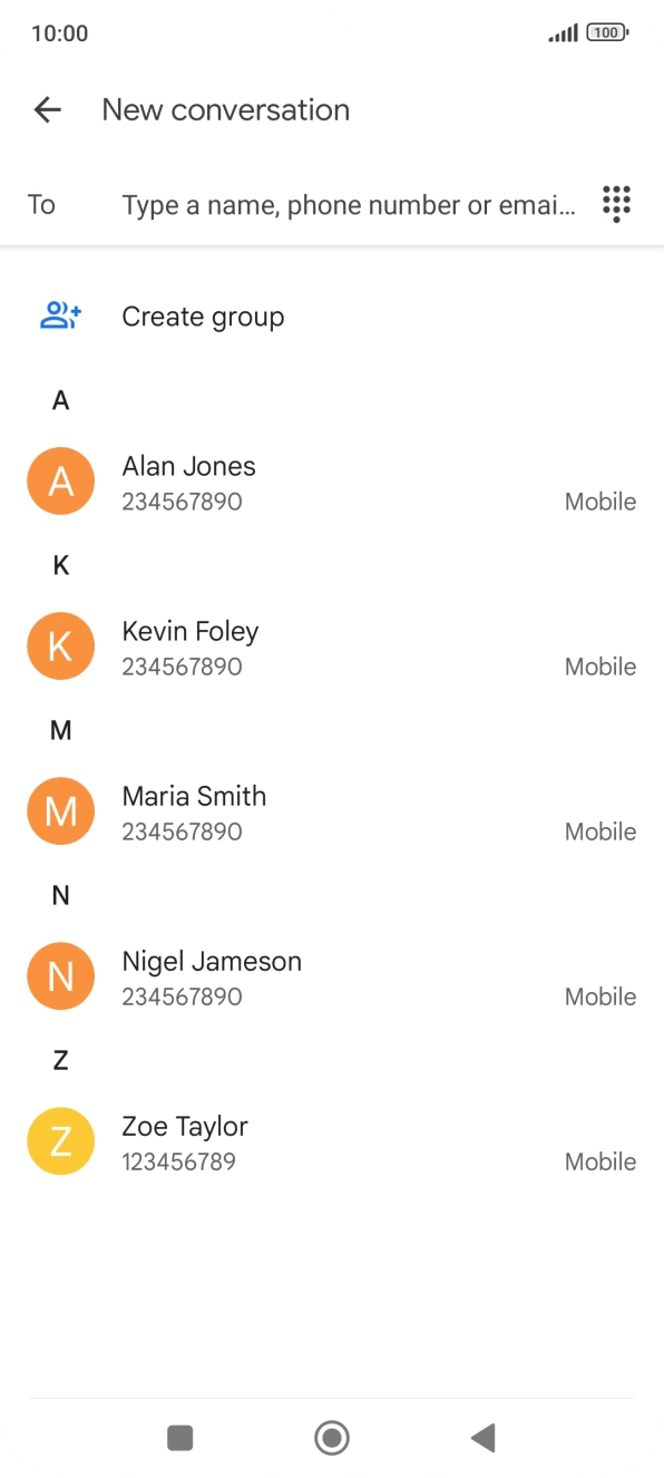 Press the field next to 'To' and key in the first letters of the recipient's name.