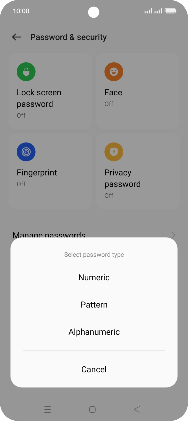 Press the required phone lock code and follow the instructions on the screen to create an additional phone lock code.