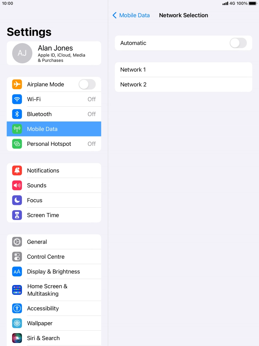 If you turn off the function, press the required network.