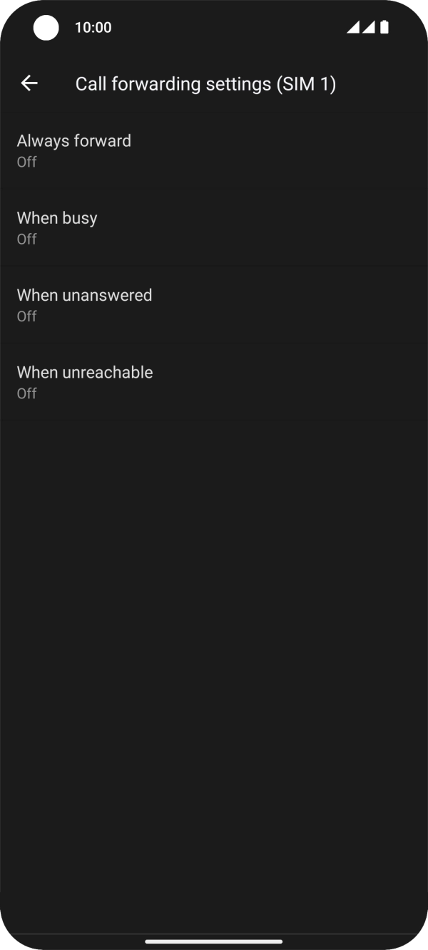 Press the required divert type. Press the required divert type.