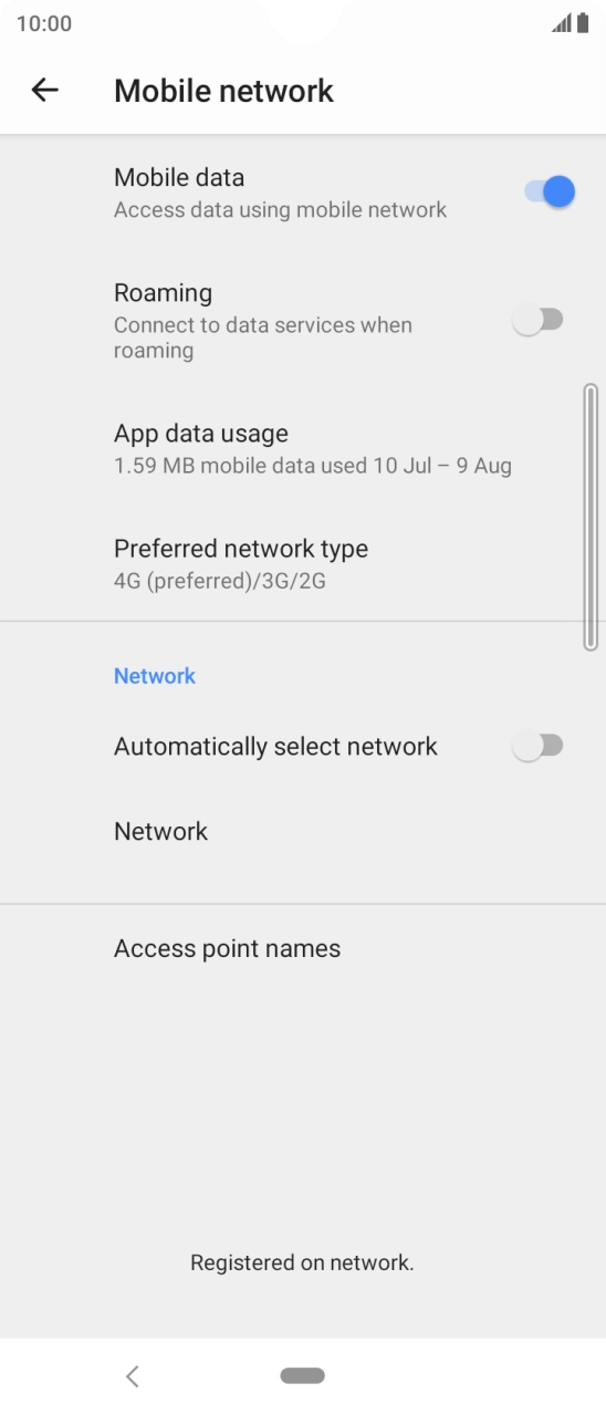 Press the indicator next to 'Automatically select network' to turn on the function.