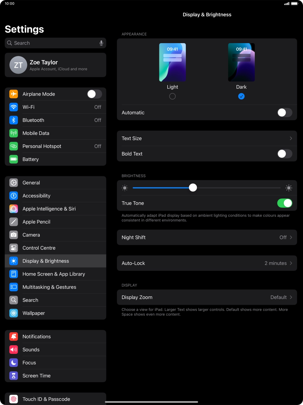Press the indicator next to 'Automatic' to turn the function on or off. Press the indicator next to 'Automatic' to turn the function on or off.