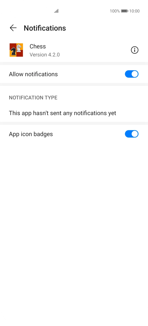 Press the indicator next to 'Allow notifications' to turn the function on or off.