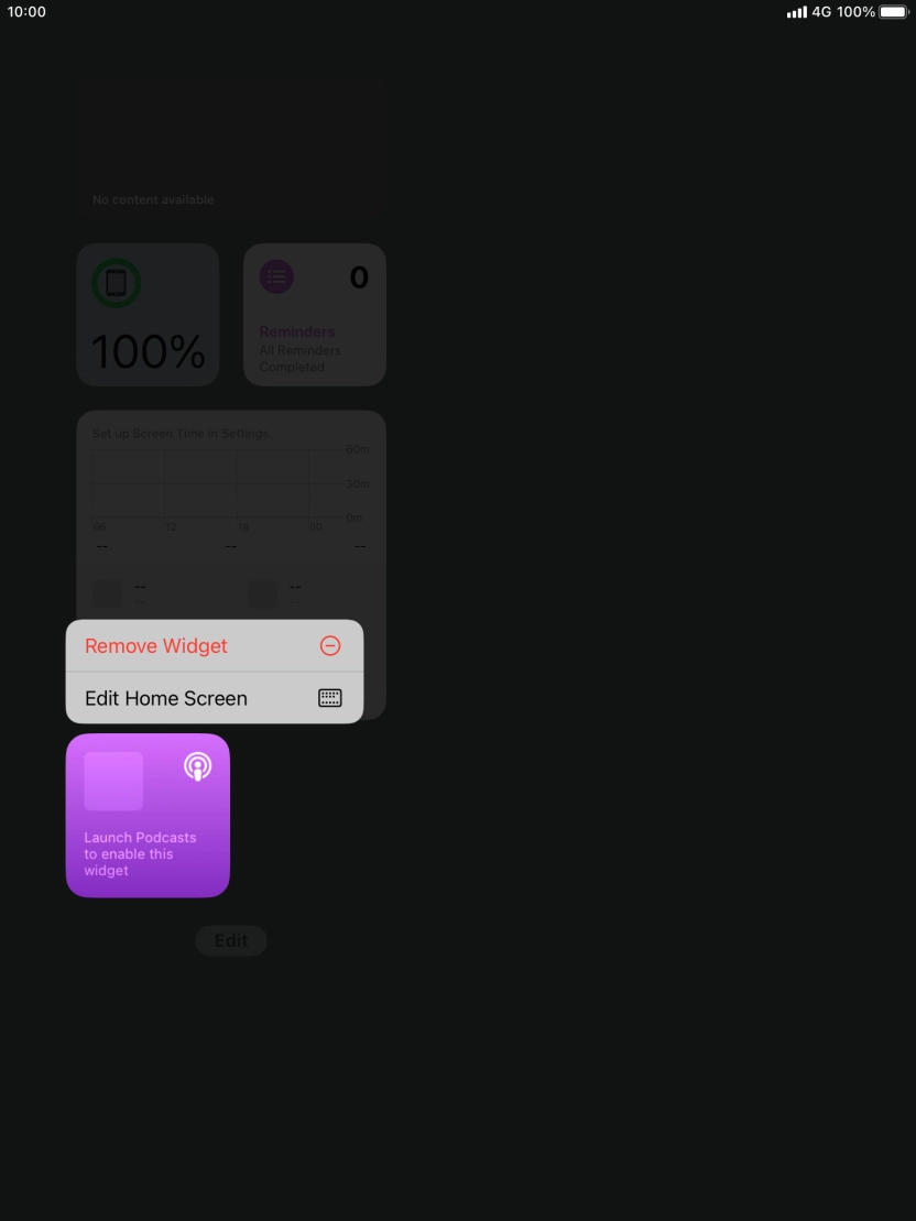 Press the required widget. Press the required widget.