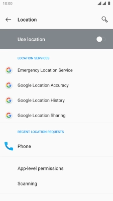 Press the indicator next to 'Use location' to turn the function on or off.