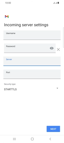 Press the field below 'Port' and key in 143.