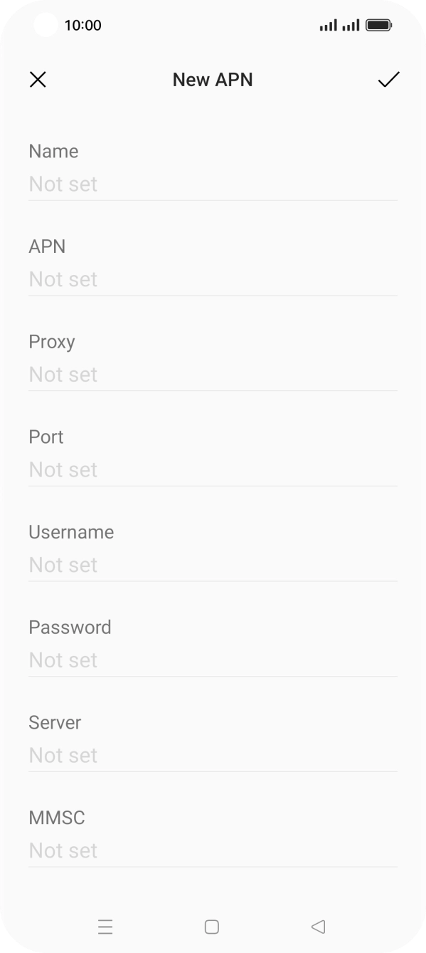 Press the field below 'Name' and key in O2 UK MMS. Press the field below 'Name' and key in O2 UK MMS.