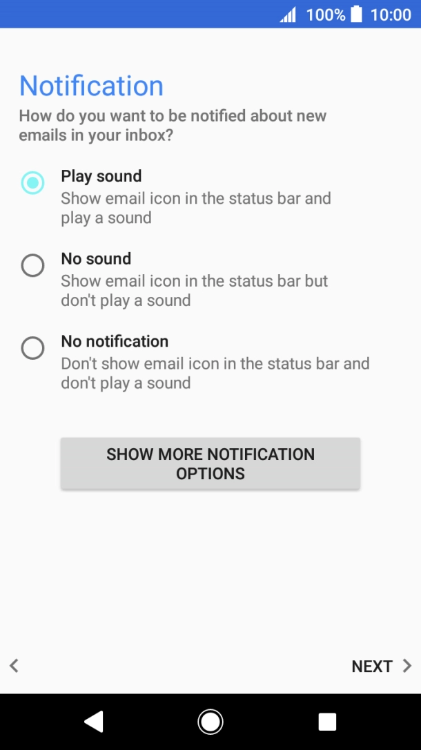 Press the required setting.
