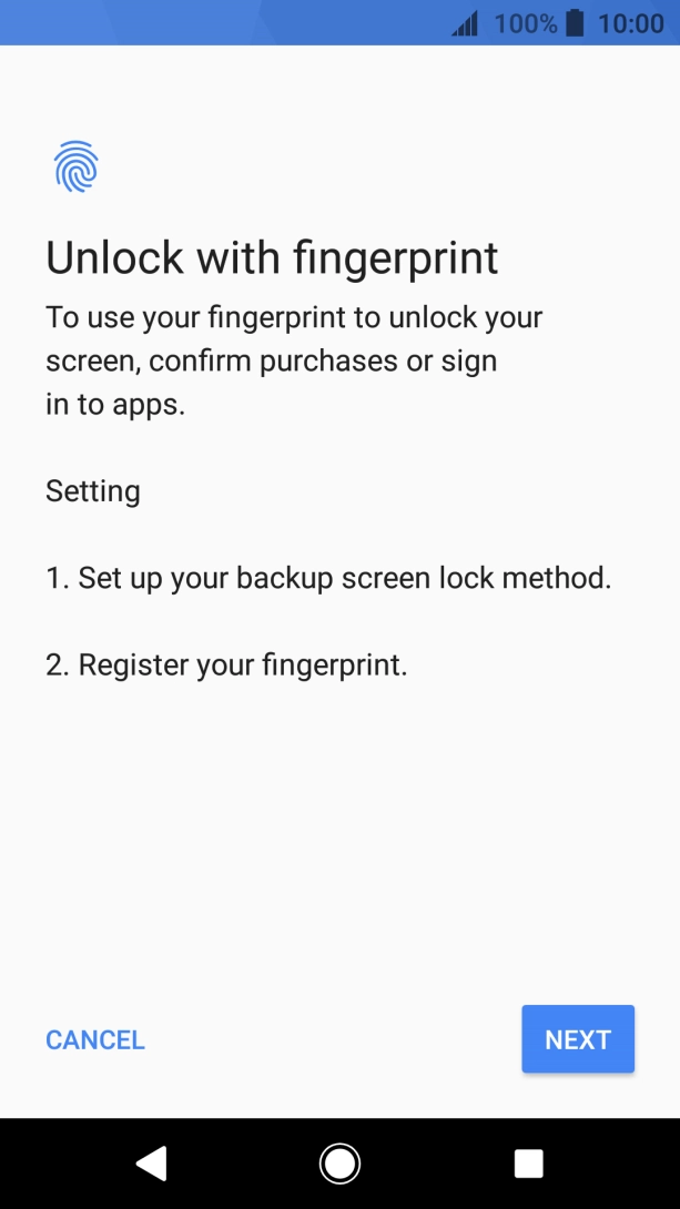 Press NEXT and follow the instructions on the screen to create an additional phone lock code.