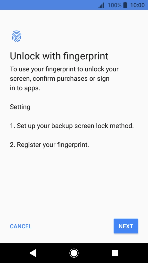 Press NEXT and follow the instructions on the screen to create an additional phone lock code.