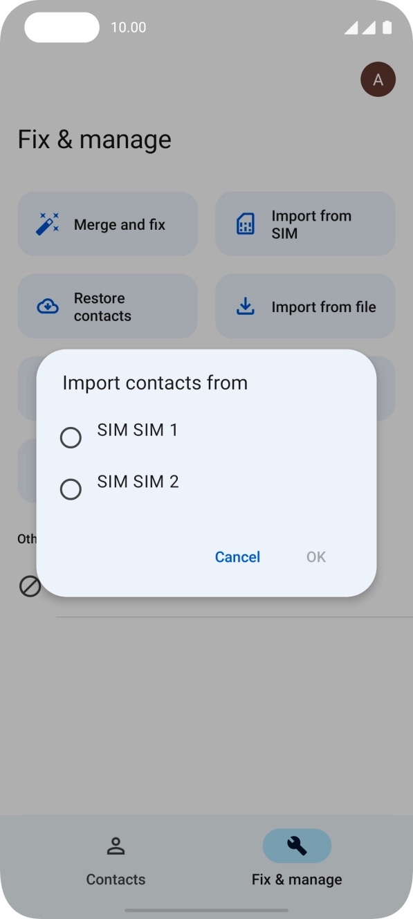 Press the required SIM.