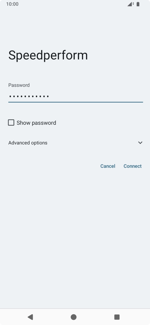 Key in the password for the WiFi network and press Connect.