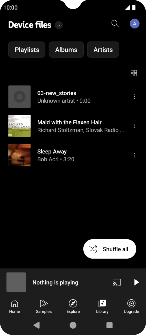 Press the required audio file.
