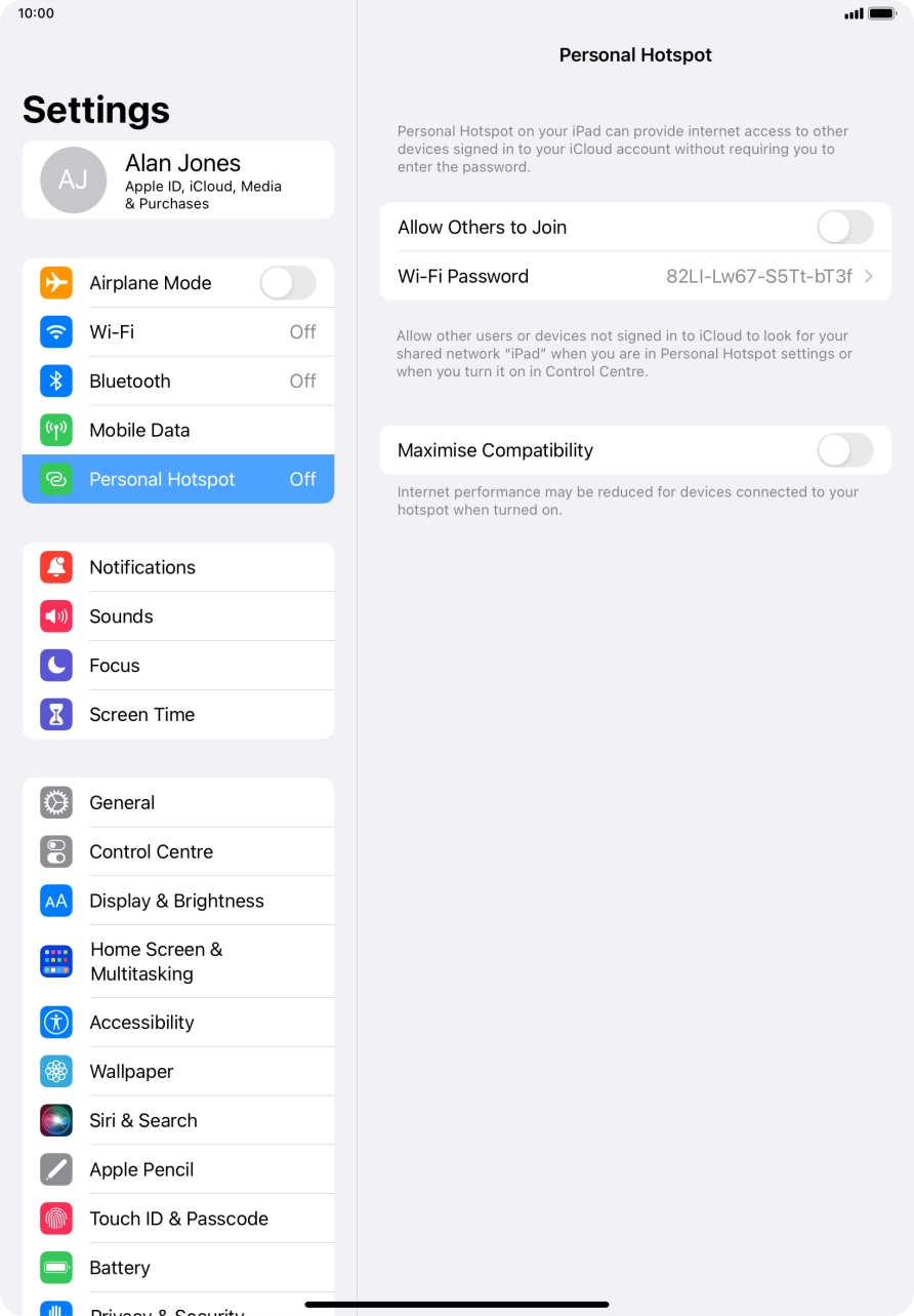 Press Wi-Fi Password and key in the required password. Press Wi-Fi Password and key in the required password.