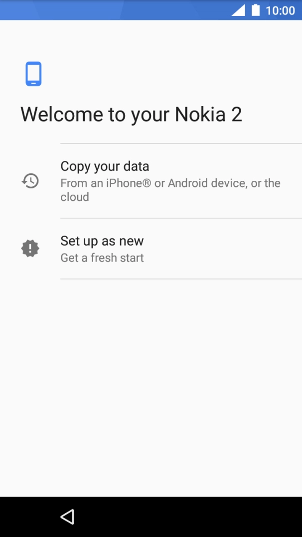 You can transfer the contents of another phone to your phone when it's activated for the first time and after a factory reset. When this screen is displayed, your phone is ready to transfer contents from another phone.
