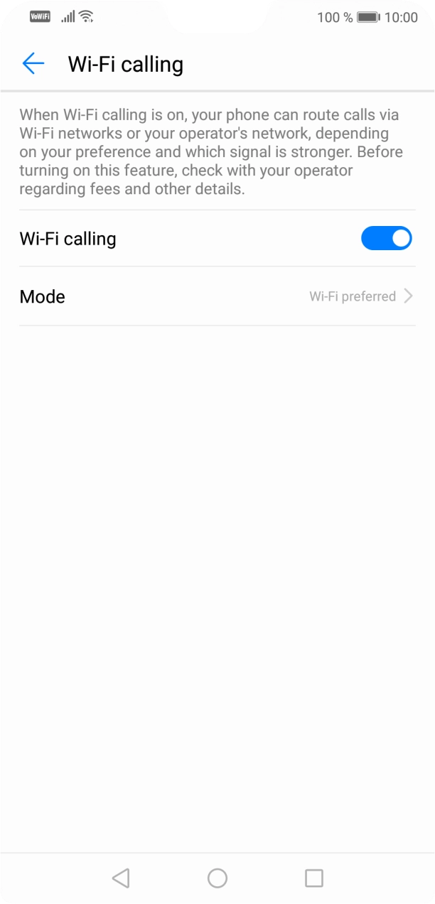 When WiFi Calling is active, the WiFi Calling icon is displayed.