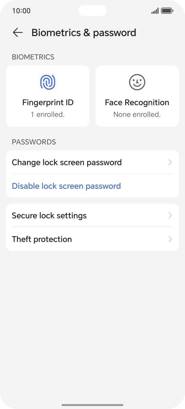 Press Disable lock screen password and key in the additional lock code you created earlier.