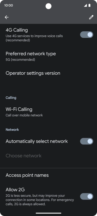 Press the indicator next to 'Automatically select network' to turn off the function and wait while your phone searches for networks.