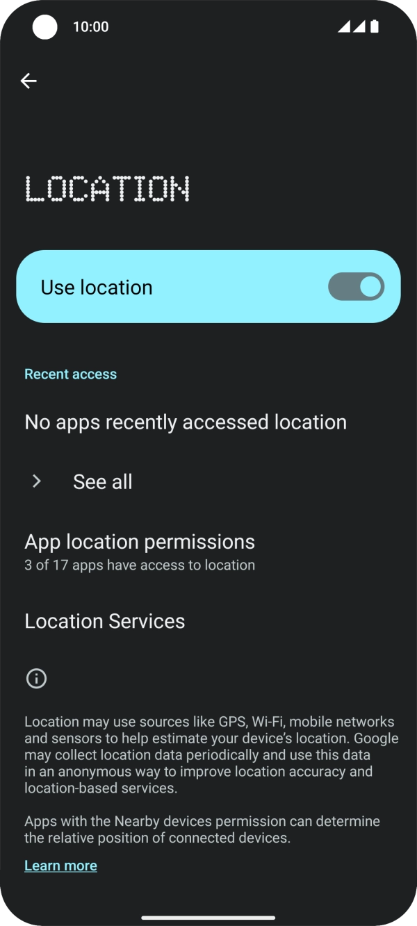 Press App location permissions. Press App location permissions.