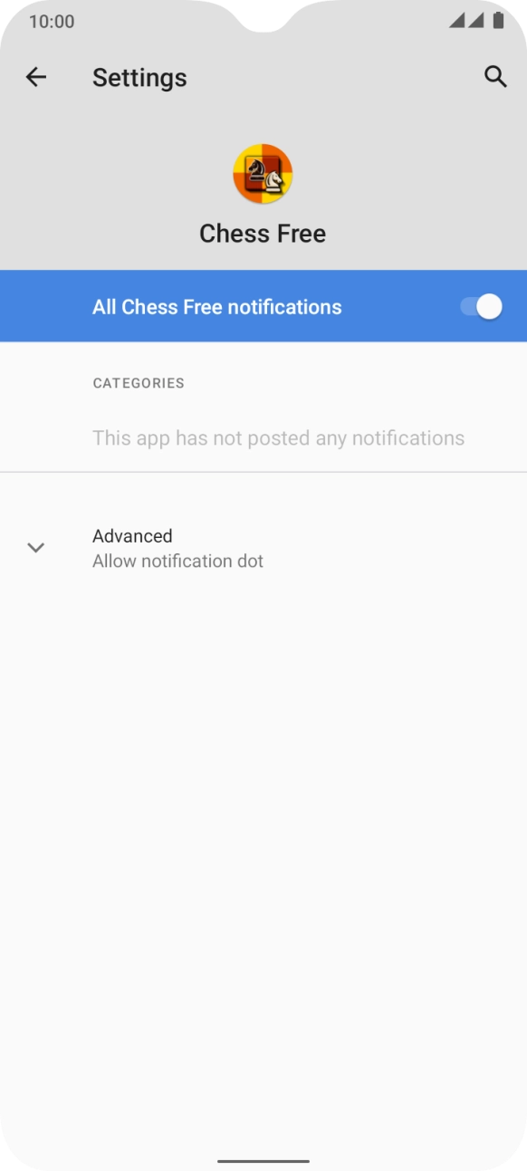Press the indicator next to 'All notifications' to turn the function on or off. Press the indicator next to 'All notifications' to turn the function on or off.