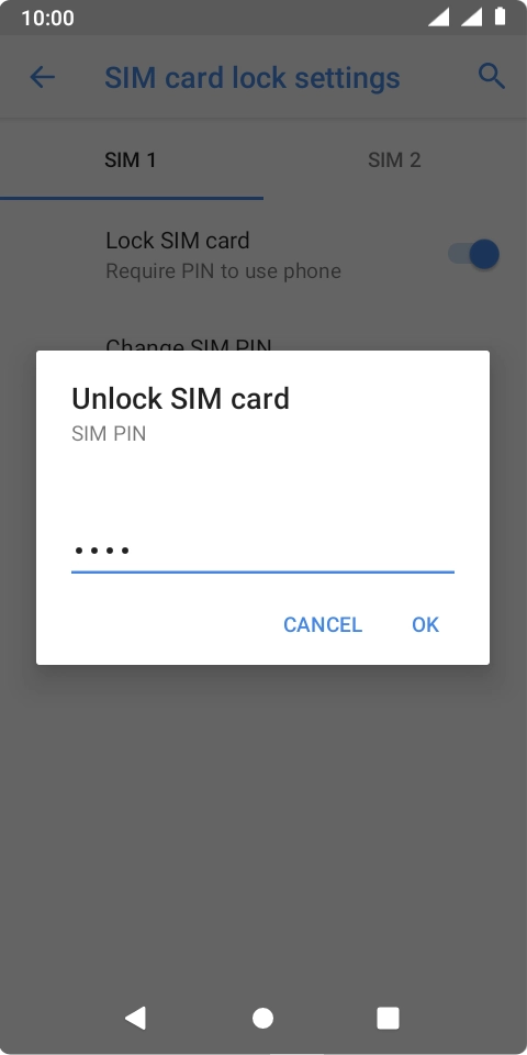 Key in your SIM PIN and press OK. The default SIM PIN is 0000.