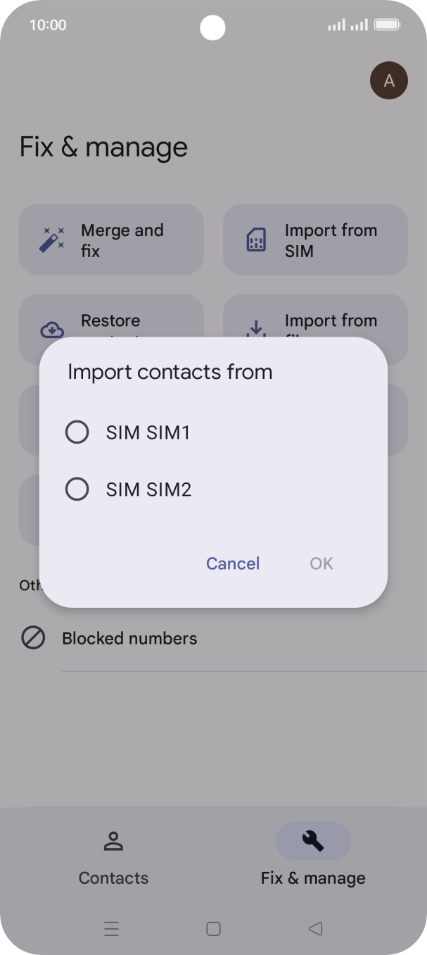 Press the required SIM.