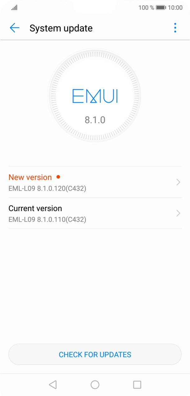 Press CHECK FOR UPDATES. If a new software version is available, it's displayed. Follow the instructions on the screen to update the phone software.
