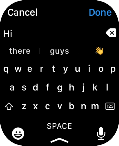 Press the microphone icon and record the message.